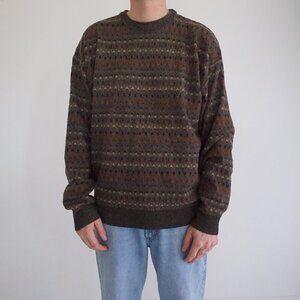 Men's Brown Patterned Crewneck Sweater